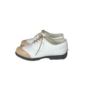 Lady Fairway Women's 8M White Tan Leather Saddle Golf Shoes